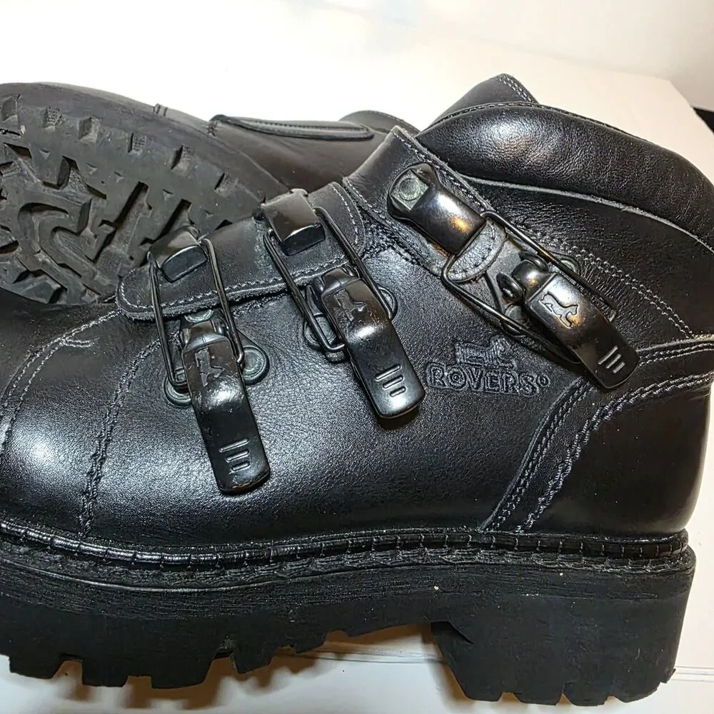 Vintage Rovers Heavy Combat Motorcycle Riding Boots Mens Size 45 Roller Buckles